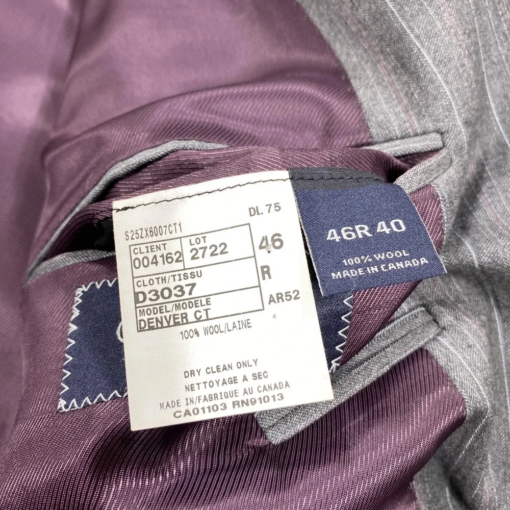 Cremieux Loro Piana Suit Jacket Mens 46 Gray Wool Blazer Single-Breasted‎